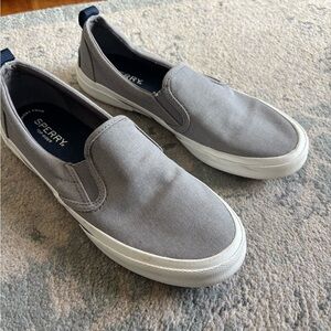 Sperry slip on canvas shoes
